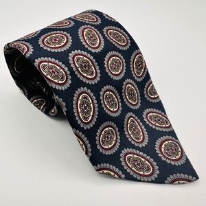 Brooks Brothers Makers Silk Necktie Classic Medalions Paisley Pattern Navy